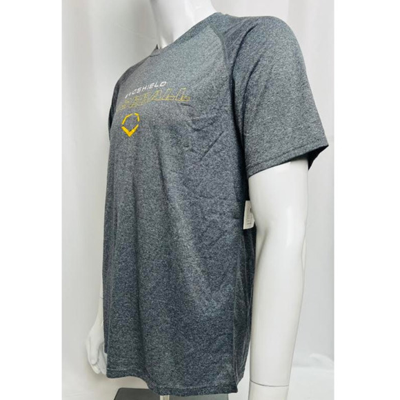 NWT! EvoShield Men's Ecomm Tech Baseball T-Shirt Blk/Gry Heather XL - Picture 2 of 6